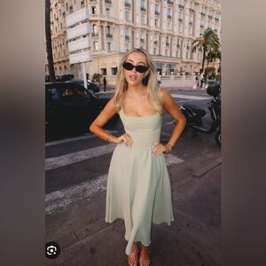 Odd Muse Square Neck Midi Dress Sage Medium